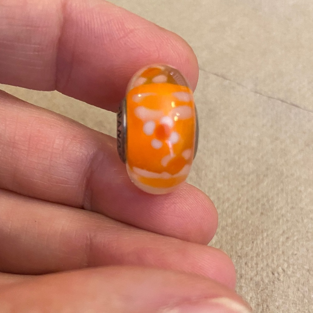 Pandora Orange and White Charm